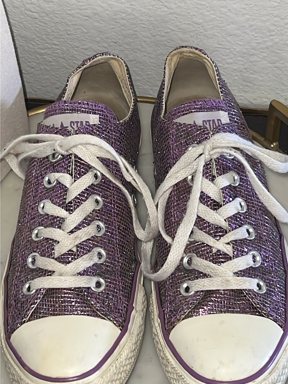 Chuck Taylor Converse all star sneakers purple sequined 9
